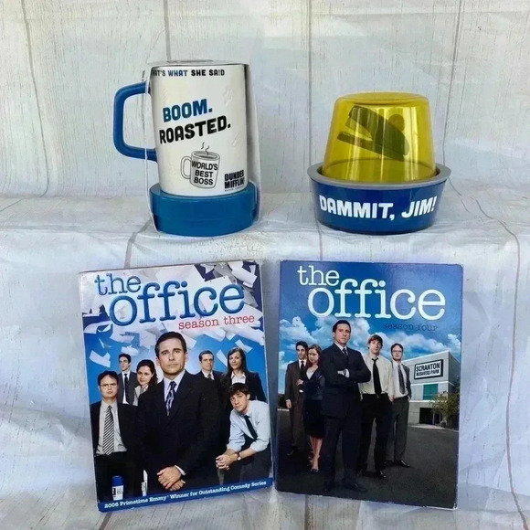 NBC The Office Fan Gift Bundle Theme Song Mug, Stapler Perpetual Calendar DVDs - Picture 1 of 11